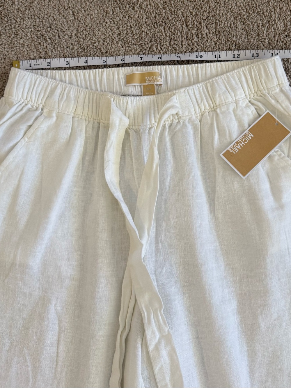 Michael Kors NWT White Linen Blend Wide Leg Pull-On Pants Resort Coastal Size S - Picture 9 of 11
